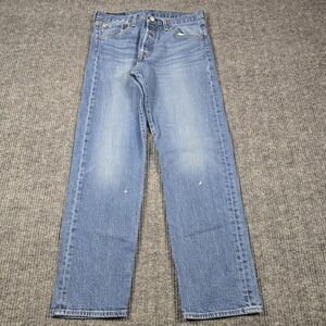 Levis 501 Jeans Men 31x30 Blue Denim Paint Splatter Button Fly Distressed Grunge